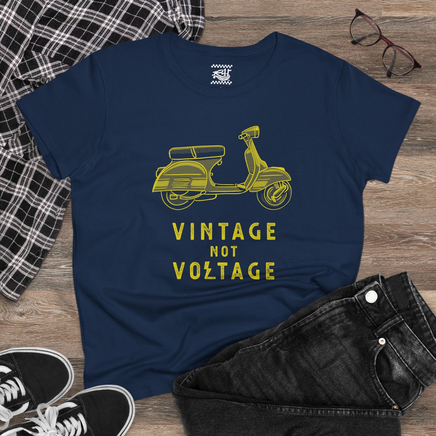 Vintage Not Voltage VESPA- Women's Midweight Cotton Tee
