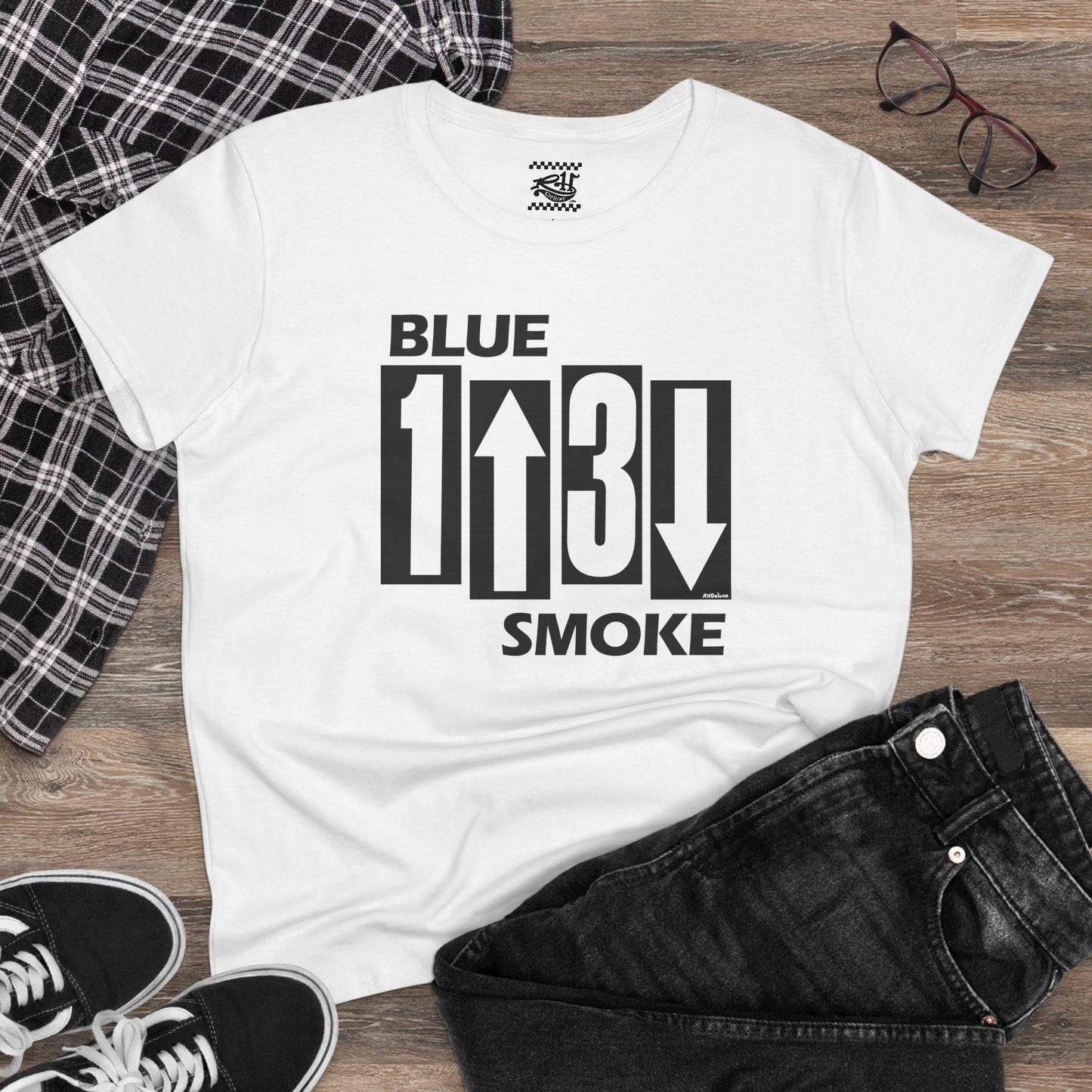 Blue Smoke Flag - Women's Midweight Cotton Tee