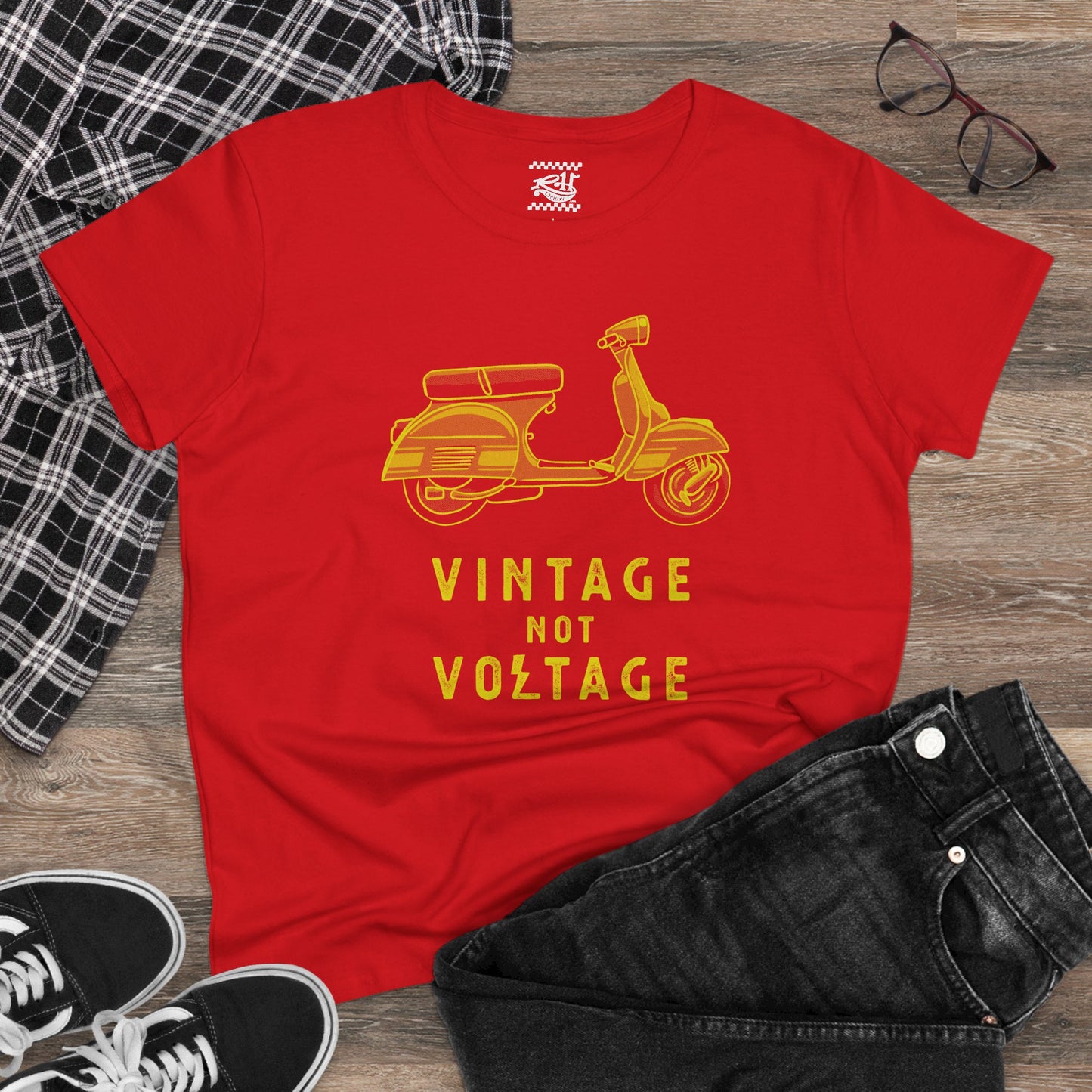 Vintage Not Voltage VESPA- Women's Midweight Cotton Tee