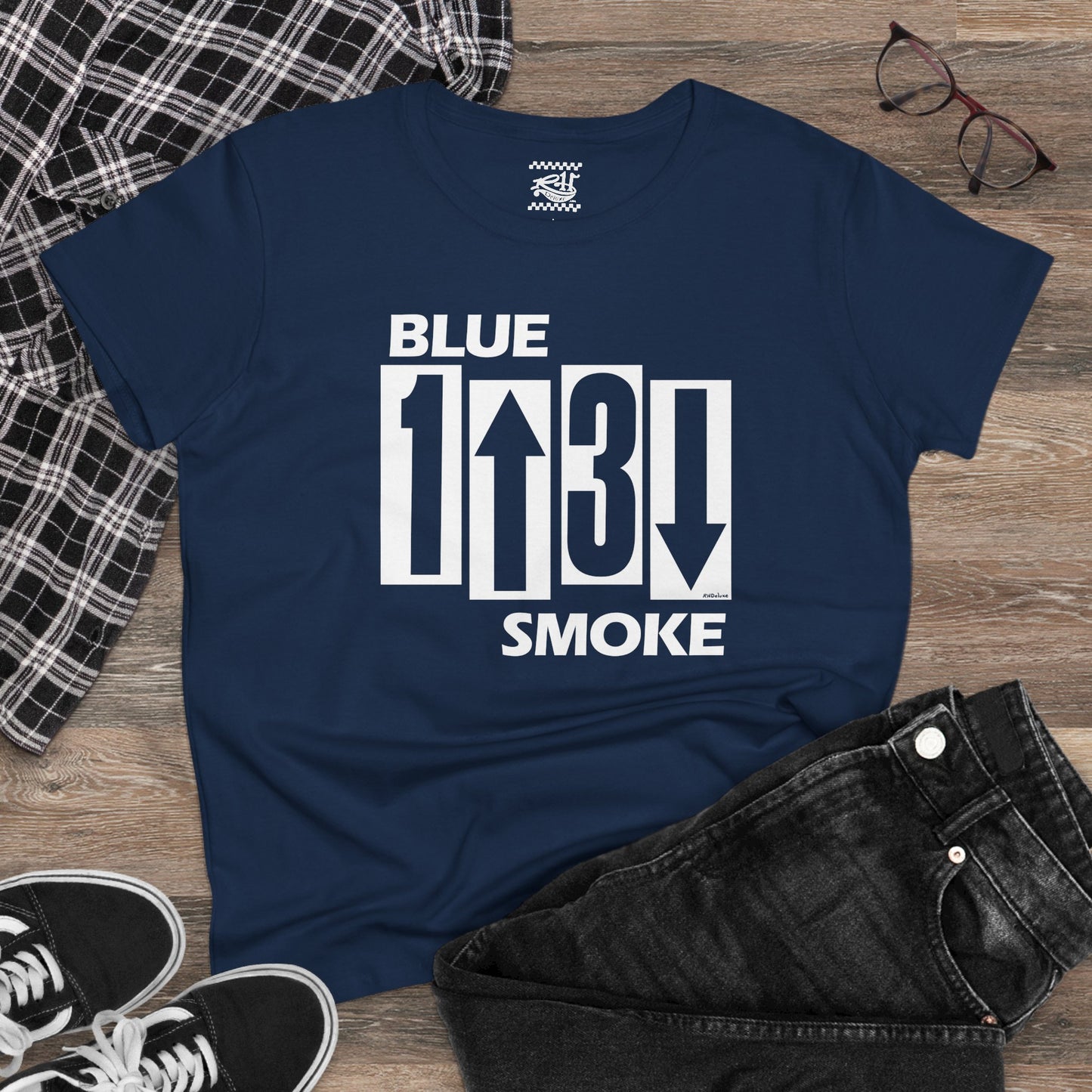 Blue Smoke Flag - Women's Midweight Cotton Tee