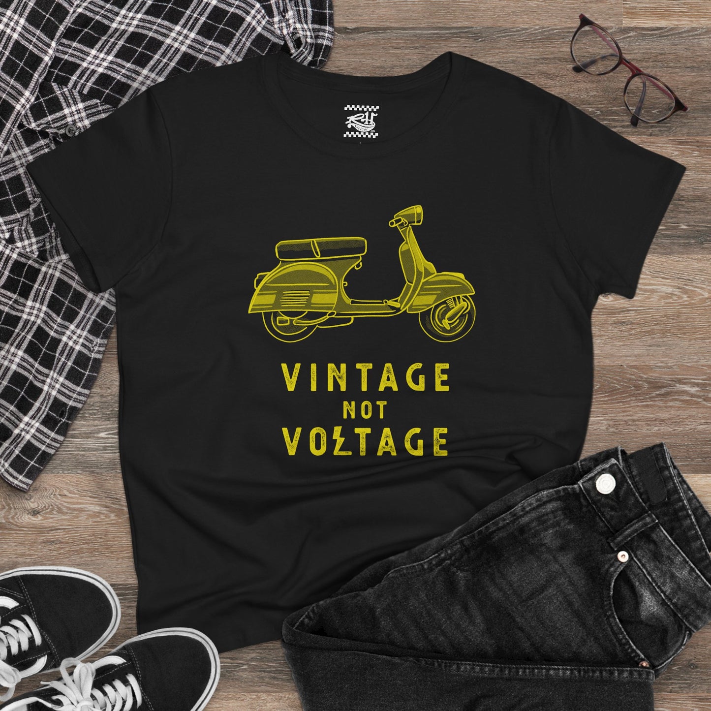 Vintage Not Voltage VESPA- Women's Midweight Cotton Tee