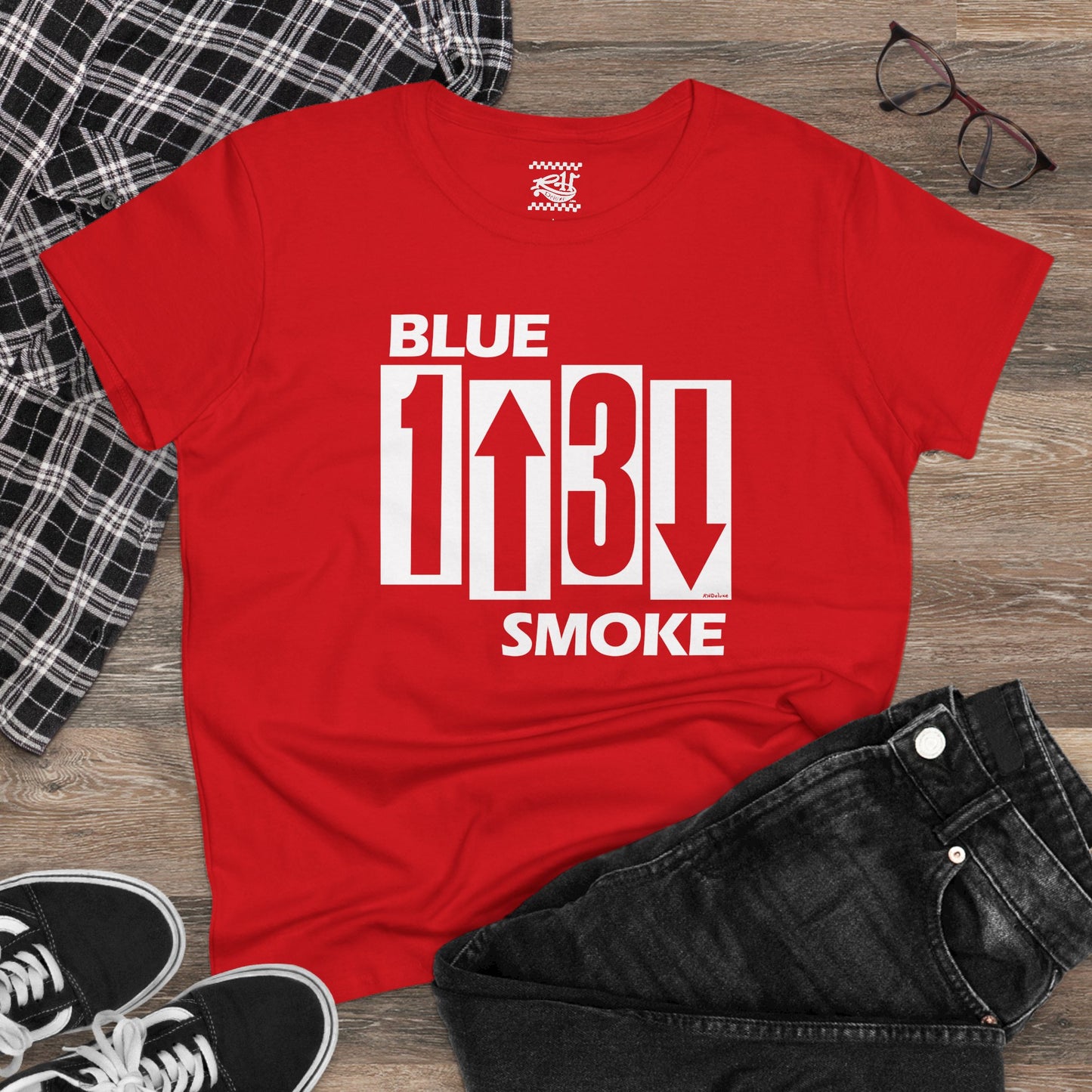 Blue Smoke Flag - Women's Midweight Cotton Tee