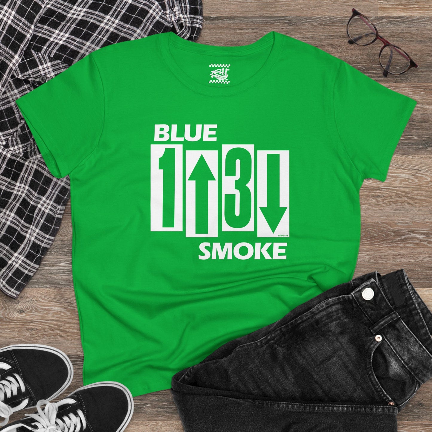 Blue Smoke Flag - Women's Midweight Cotton Tee