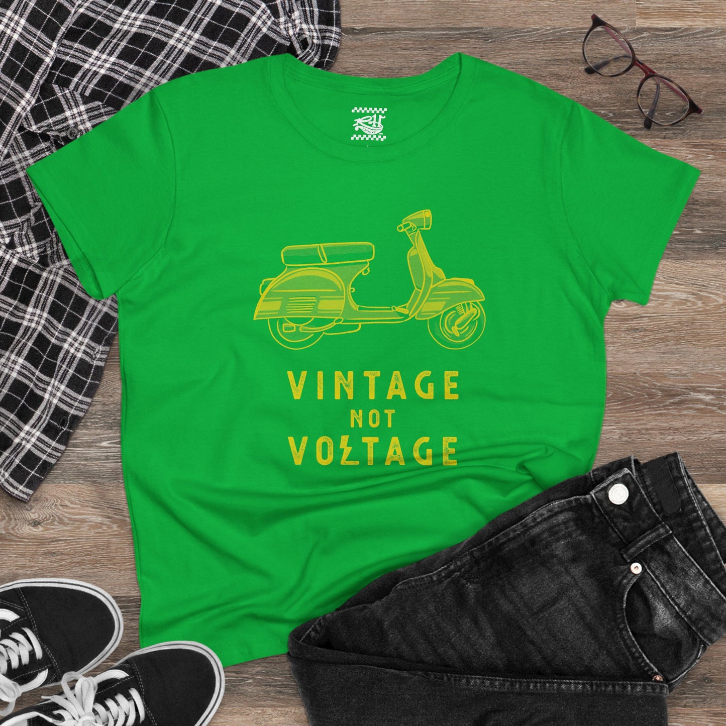 Vintage Not Voltage VESPA- Women's Midweight Cotton Tee