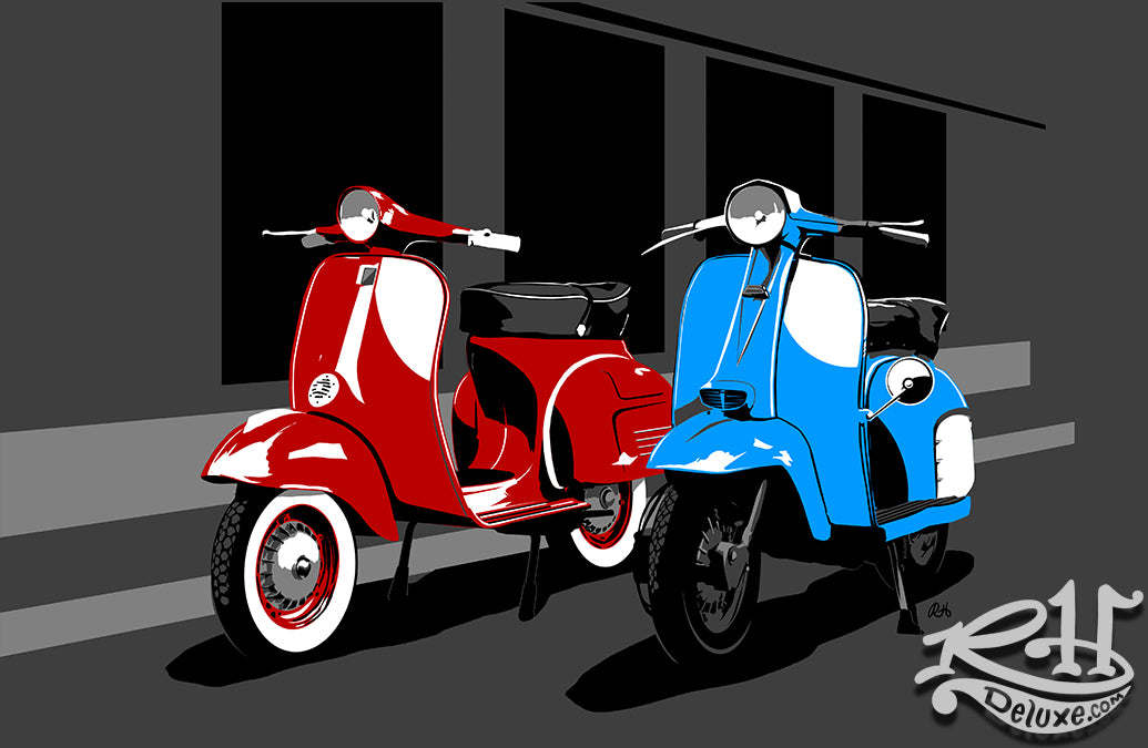 THE PAIR - LAMBRETTA & VESPA - 17 x 11