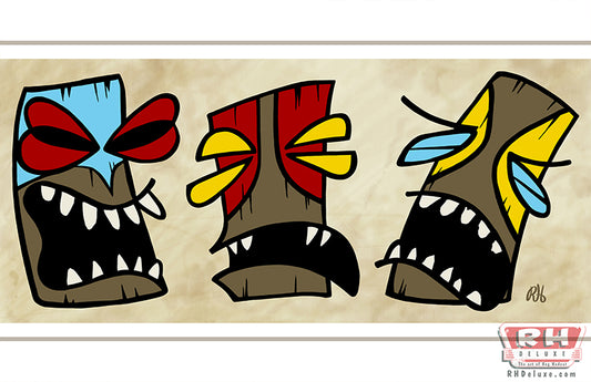 THREE WISE TIKIS - ORDER SOON, LIMITED SUPPLY - 17 x 11